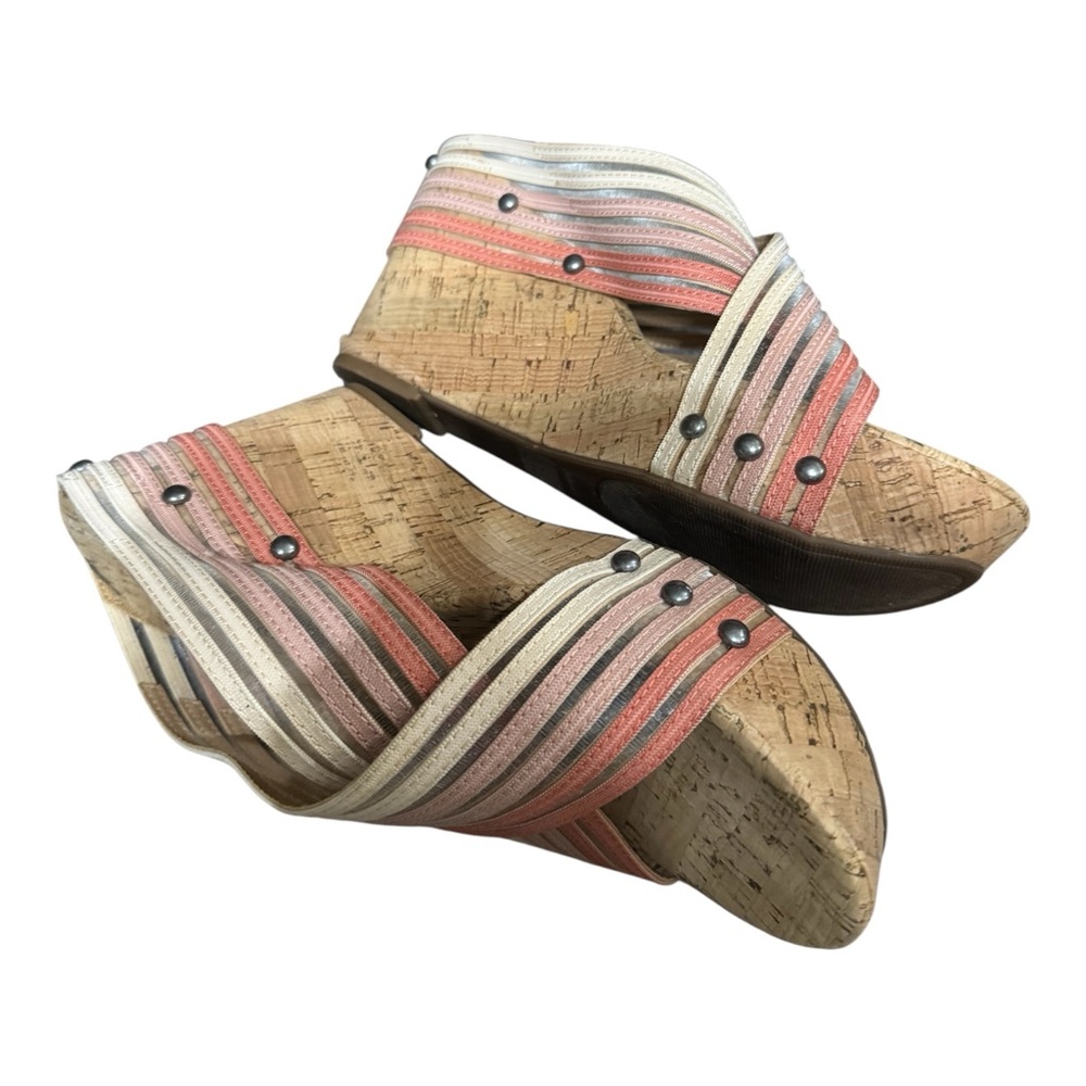Lucky Brand Mykayla Cork Wedge Sandals Ombre Strappy Size 9 - Picture 8 of 8